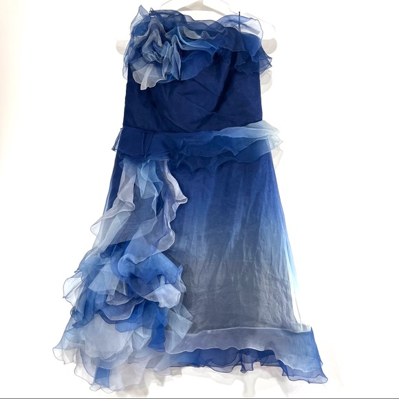 Marchesa Dresses & Skirts - Marchesa Strapless Ombre Ruffled-Silk Cocktail Dress NWT